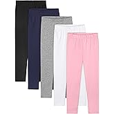Resinta 5 Packs Toddler and Baby Girls Leggings Pants Full Length Cotton Basic Leggings Stretchy Soft Leggings Tights Pants