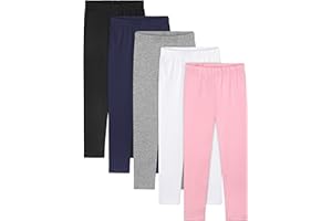 Resinta 5 Packs Toddler and Baby Girls Leggings Pants Full Length Cotton Basic Leggings Stretchy Soft Leggings Tights Pants