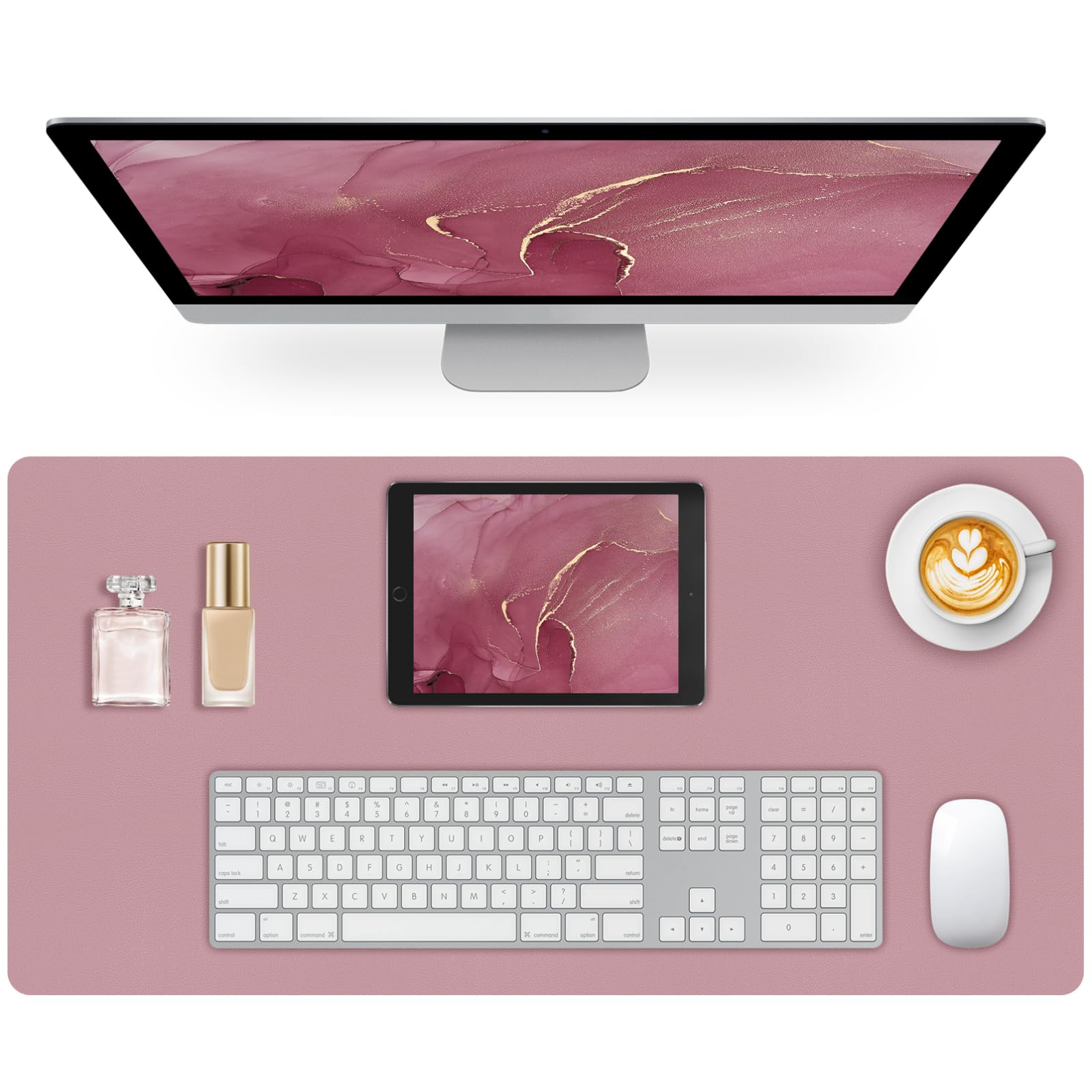 Meetcolor Non-Slip Desk Pad Mat, Leather Desk Mat for Desktop, Large Purple Mouse Pad, Waterproof Computer Mouse Mat Desktop Protector for Office/Home, 23.6" x 13.7"