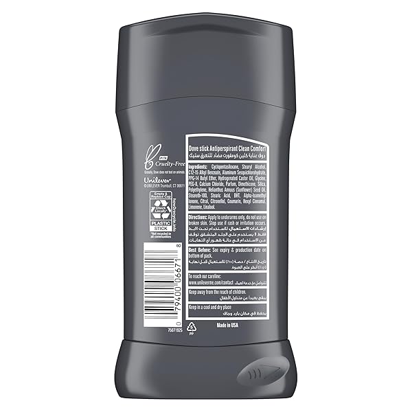 DOVE MEN+CARE ANTIPERSPIRANT DEODORANT STICK 4 COUNT CLEAN COMFORT 72-HOUR SWEAT & ODOR PROTECTION ANTIPERSPIRANT FOR MEN WITH 1/4 MOISTURIZING CREAM 2.7 OZ
