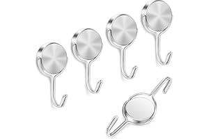VSKIZ Magnetic Hooks, 40LBS Heavy Duty Swivel Swing Magnet Hooks for Hanging, Strong Magnetic Hooks for Cruise Cabins, Neodymium Magnets with Hooks Magnetic Hanger for Fridge, Storage, Grill 4 Pack