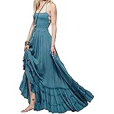 VERGOODR Women's Cotton Sexy Sleeveless Boho Beach Backless Long Bohemian Dress