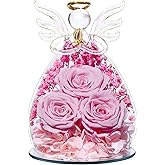 Beferr Valentines Day Rose Gifts for Her Women Mom Gifts for Birthday, Fresh Flowers for Delivery Forever Preserved Rose in Glass Angel Figurine, for Grandma Wife Daughter Girlfriend