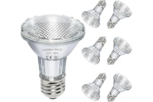 LuxGallerri PAR20 Halogen Light Bulbs 6 Pack 120V 39w Dimmable, E26 Medium Base Flood Light Bulbs with 3000k Warm White,High Output Reflector for Kitchen Stove Hood and Range Hood Light Bulb.