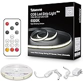 Tatazone White COB Led Strip Light Max with RF Remote, 16.4ft 6500K Dimmable Ultra Bright Daylight White COB Light Strip, Indoor COB Led Lights for Mirror, Ceiling, Kitchen, Room, Cabinet, Closet