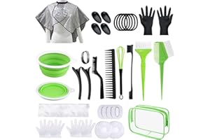 SOFYE Hair Dye Kit 30 PCS Hair Coloring Kit, Hair Dye Brush and Bowl Set with Tinting Bowl, Ear Cover, Gloves, DIY Salon Hair Painting Bleaching Tools (Green)