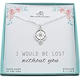 MOM & THREE DAUGHTERS Compass Necklace in Sterling Silver | 18" Chain | Gift for Wife | Gift from Significant Other | I Would Be Lost Without You