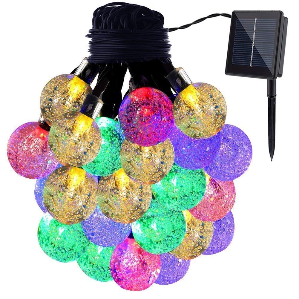 DINOWIN Solar String Lights, Waterproof 20ft 30 LED Solar Ball String Lights, Indoor Outdoor Fairy Globe String Lights,for Garden,Patio,Christmas,Wedding,Home, Party Decoration (Multicolor)