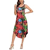 ANYFITTING Built in Bra Summer Dresses for Women 2025 Midi Flowy Hawaiian Casual Dress with Pockets Floral Sundresses