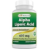 Best Naturals Alpha Lipoic Acid 600 mg 60 Capsules - ALA Powerful Antioxidant (60 Count (Pack of 1))