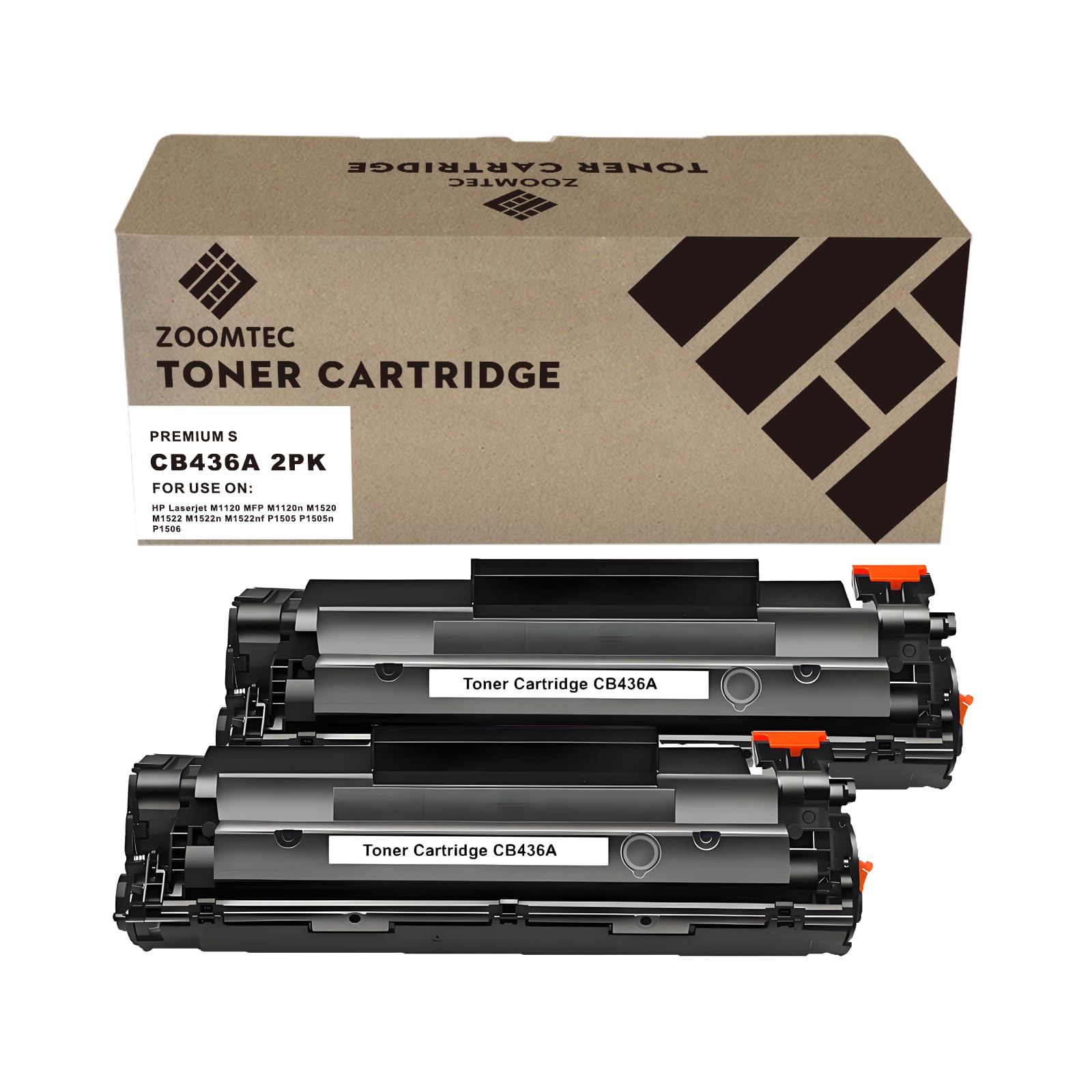 ZOOMTEC Compatible for HP CB436A 36A Toner Cartridge Compatible for HP Laserjet M1520 P1505 P1505n P1506 MFP M1120 M1120n M1522 M1522n M1522nf Printer (2x Black)