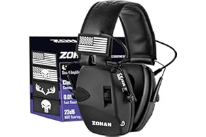 ZOHAN Electronic Shooting Earmuffs with Patches, Hearing Protection for Shooters, 23dB NRR Gun Range Ear Protection