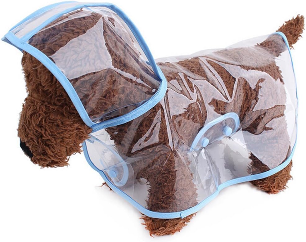 ZoonPark® Pet Dog Raincoat Poncho,Dog Puppy Pet Lightweight Waterproof Teddy Transparent Plastic Poncho Raincoat for Small Or Medium Dogs (M, Blue)