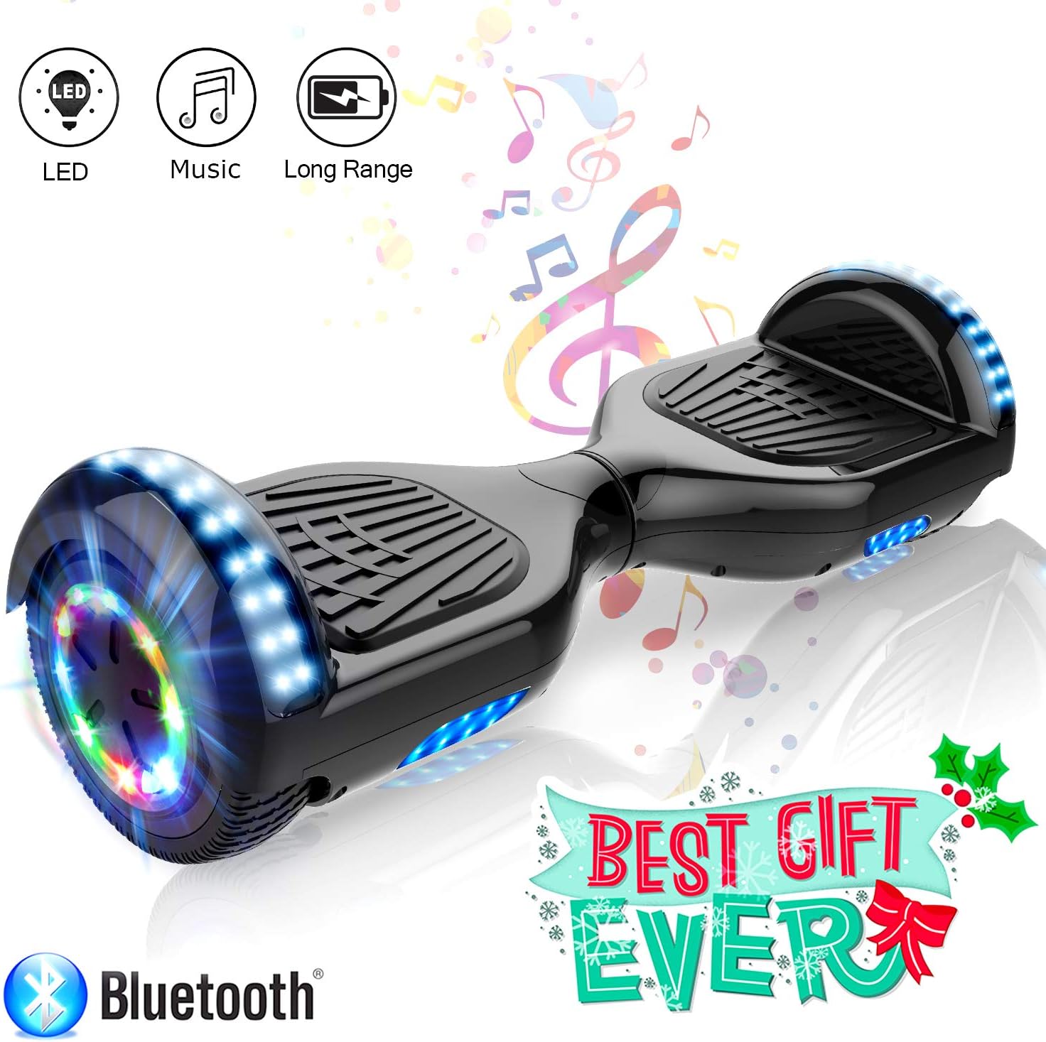 COLORWAY Self Balancing Scooter 6.5 inch - Electric Scooter - Hoverboards-Bluetooth Speaker LED lights & Powerful Motor Gift for kids