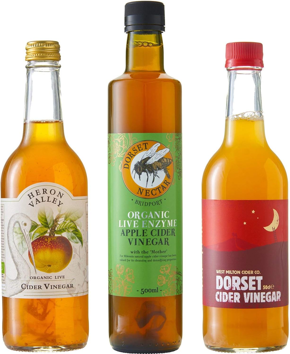 x6 Organic Raw Apple Cider Vinegar Collection with Active Live Mother | Unrefined, Unfiltered and Unpasteurised by England's Finest Producers - x6 500ml Glass Bottles (6 Month Supply)