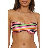 Trina Turk Womens Anniversary Stripe Bandeau Bikini Top, Adjustable, Tie Back, Swimwear Separates for Women
