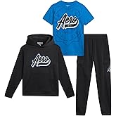 AEROPOSTALE Boys Sweatsuit Set - 3 Piece Athletic Soft Fleece Hoodie, Graphic Tee and Boys Joggers Sweatpants (Sizes: 8-12)