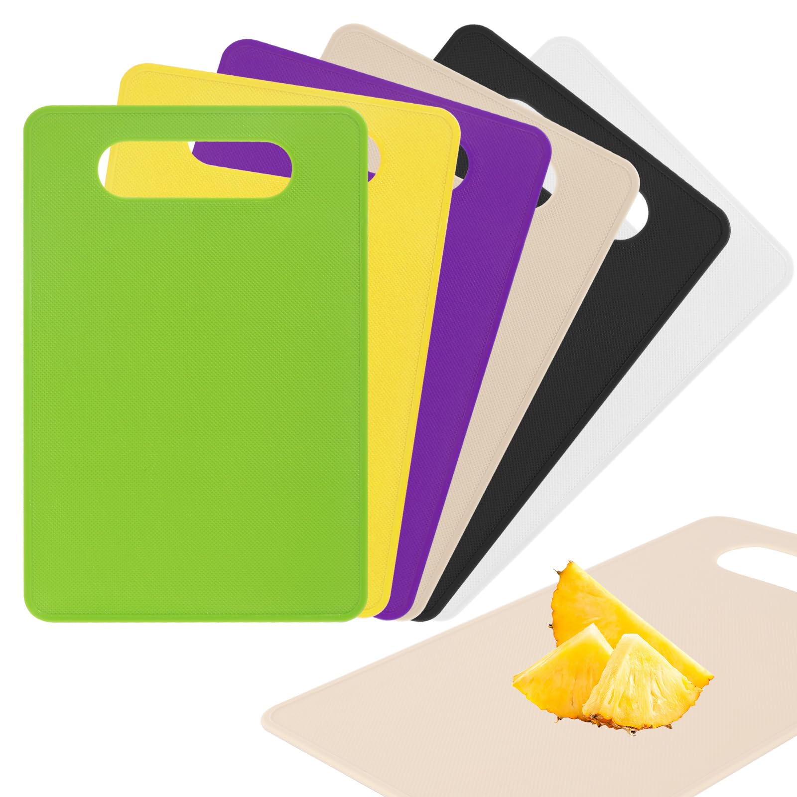 Chopping Board Set 6 Pieces Cutting Board BPA Free Plastic Chopping Board Versatile Chopping Boards for Meat Delicatessen Vegetables and Fruit (29 x 19cm)