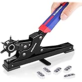 WORKPRO Desktop Leather Hole Punch Set, Rotary Belt Hole Puncher, 6 Punch Sizes, Heavy Duty Leather Hole Punch Tool for Belts