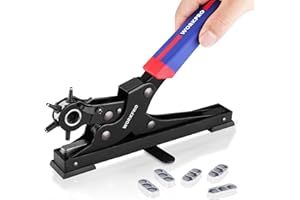 WORKPRO Desktop Leather Hole Punch Set, Rotary Belt Hole Puncher, 6 Punch Sizes, Heavy Duty Leather Hole Punch Tool for Belts, Dog Collars, Watch Band, Saddles, Shoes, Home DIY