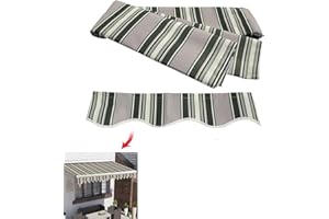 DAZULI Retractable Patio Awning Replacement Fabric (Without Frame) 100% 280g Ployester Window Door Sunshade Shelter Canvas with Valance for Yard, Deck, Balcony(Size:9.8x8.2ft,Color:Multi Stripe)