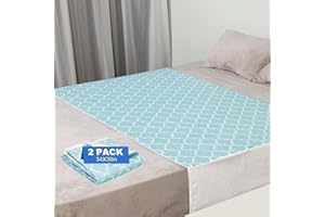 OUTCREATOR® Saddle Style Bed Pad with Tuck-in Sides,2PCS Absorbent Waterproof Washable Reusable Incontinence Underpad,Premium Quilted Tuckable Mattress Protector for Adult, Toddler,Pet(34"X39",Green)