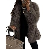 Tankaneo Womens Oversized Faux Fur Coat Lapel Collar Open Front Fuzzy Jackets Winter Warm Fluffy Outerwear