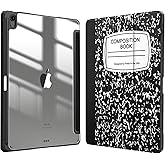 Fintie Hybrid Slim Case for iPad Air 13-inch (M3) 2025, (M2) 2024 - [Built-in Pencil Holder] Shockproof Cover with Clear Transparent Back Shell, Composition Book