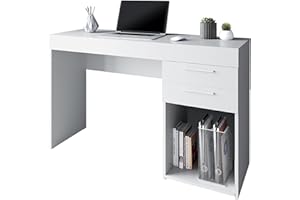 Techni Mobili Computer Home Office or Bedroom Storage & Drawers Ideal for Small Spaces Writing Desk, 47.6" W x 16.1" D x 30.3, White