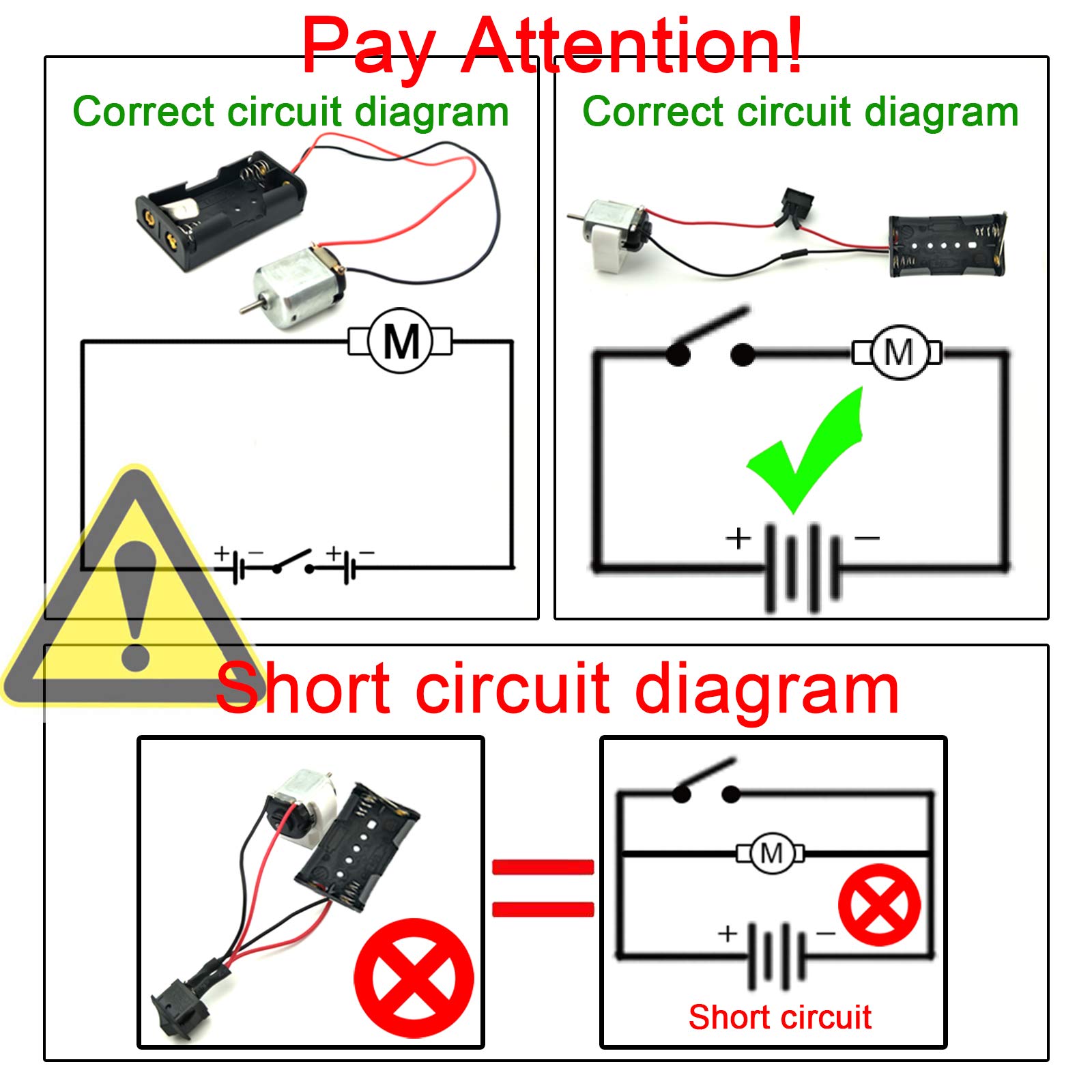 EUDAX 6 set Rectangular Mini Electric 1.5-3V 24000RPM DC Motor with 84 Pcs Plastic Gears,Electronic wire, 2 x AA Battery Holder ,Boat Rocker Switch,Shaft Propeller for DIY Science Projects