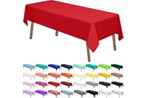 PARTY ULYJA Red Plastic Tablecloths 2 Pack Ruby Disposable Table Covers 54 x 108 Inch Bridal Shower Party Tablecovers PEVA Table Cloths for BBQ Picnic Birthday Wedding Banquet Parties 8 ft Rectangle Table Use