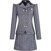 XINVTIV Bad Witch Costume for Women - Black and White Stripe Suit Witch Cosplay Outfit Wizard Dress for Halloween Theme Party