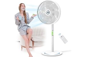 CooCoCo 14" Ultra Quiet Pedestal Fan with Remote, Standing Fan for Bedroom, 15000mAh Cordless Oscillating Floor Fan, 15 Speeds & 4 Timer, 7 Blades for Home Office Living Room