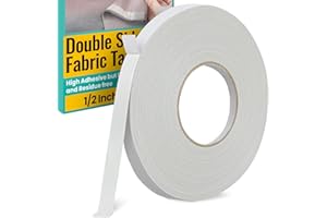 Birllaid White No Sew Hemming Tape Double Sided,Sticky Strong Adhesive Cloth Leather Tape Press-on Tape, No Ironing, Gluing, Alterations and Hemming,Easy to Remove 1/2 Inch x 200 Feet
