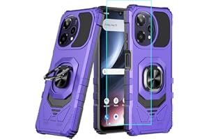 LOZEGUYC for Cricket Icon Plus 2026 / Att Verge 2 Case with 1 Pack Screen Protector,Dual Layer Hybrid Heavy Duty Defender Protection,Rugged Reinforced Cushion Corner Kickstand Shockproof Bumper Cover Purple