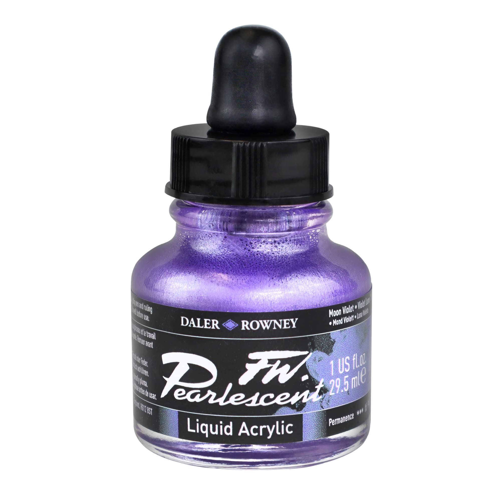 Daler-Rowney FW Acrylic Ink, Glass Bottle with Dropper, 1oz - 29.5 ml, Moon Violet