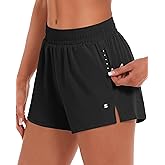 Stelle Women's 3.5" High Waisted Running Shorts Quick-Dry Gym Shorts Workout Athletic Shorts Mesh Liner with Zipper Pockets