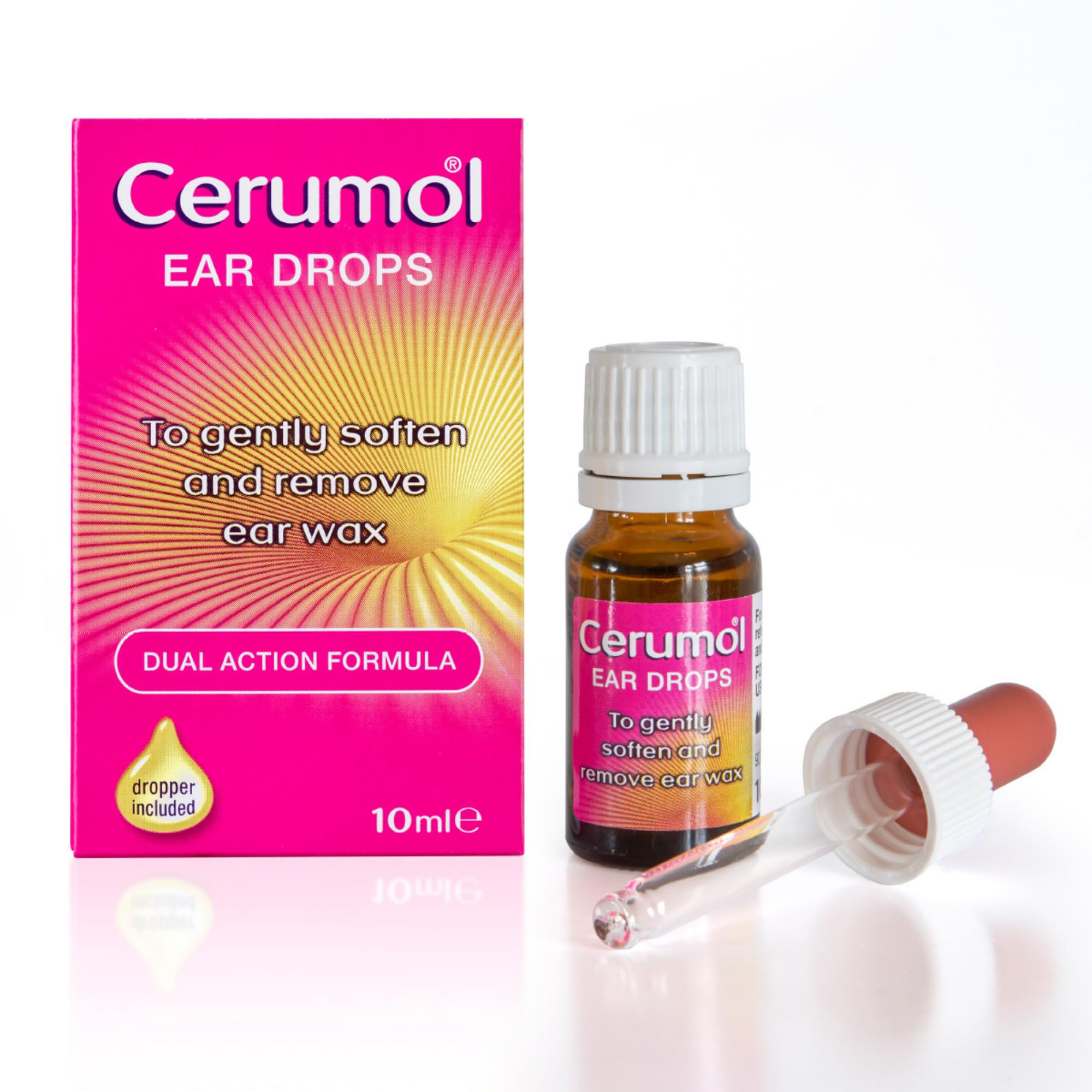 Cerumol Extra Virgin Olive Oil Ear Drops, 10ml, Gentle, Natural Formulation, Helps to Relieve Symptoms of Ear Wax, Softens Earwax, Dropper Included