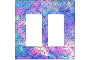 Yamxbfa Ocean Pastel Retro Mermaid Core Double Rocker Light Switch Cover 2 Gang Outlet Wall Plate Decorative GFCI Switchplate Electrical Faceplate for Nursery Kidsroom Bedroom Decor