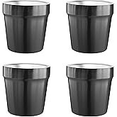 Youda Stainless Steel Double Walled Insulated Cups Stackable, 6oz Coffee Cup/Tea Cup/Chilling Beer Glasses, Great for Toddlers, for Travel, Outdoor, Camping&Everyday(Black)