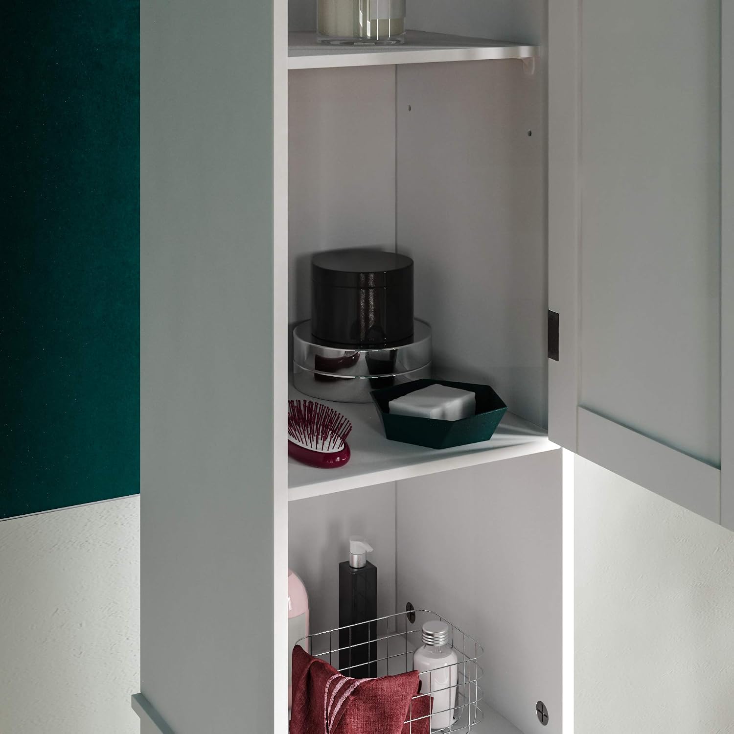 Bath Vida Priano Bathroom Cabinet Storage Cupboard Floor Standing Wooden Tallboy Unit, White, 170 cm x 32 cm x 30 cm - Image 4