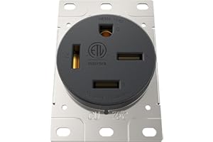 HYDUUU 60A Receptacle NEMA 15-60R Flush Mount Outlet 250V 3-Phrase 4-Prong Socket Industrial Grade Grounding ETL Listed
