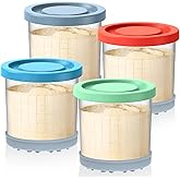 Omnikit Containers Replacement for Ninja Creami Pints and Lids - 4 Pack, 16oz Cups Compatible with NC301 NC300 NC299AMZ NC290 Series Ice Cream Maker - Airtight Anti-slip