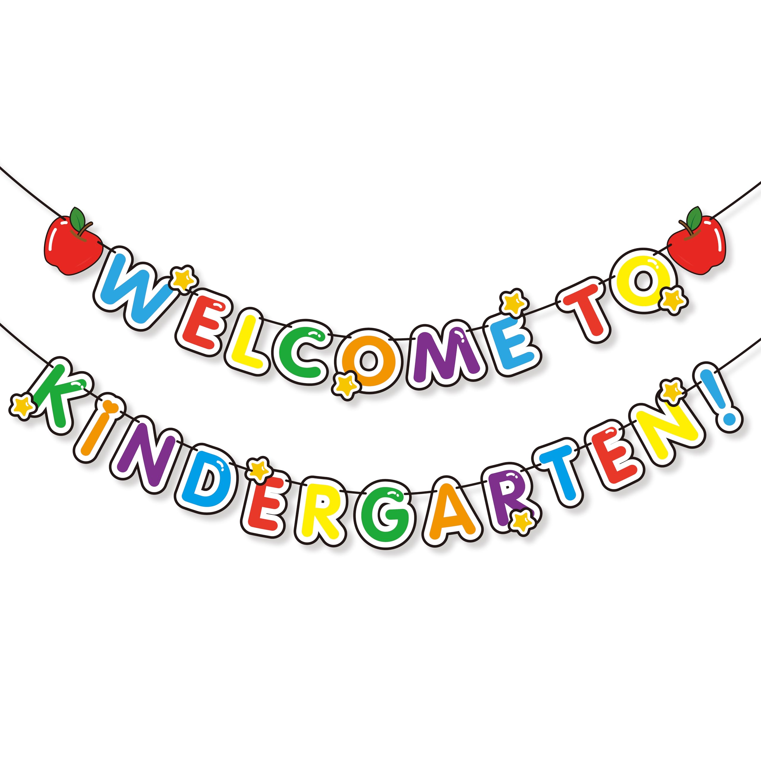 Photo 1 of WALENGIF Back to School Banner Decorations - First Day of Kindergarten Banner - Welcome to Kindergarten Banners -1st Day of School Garland for Kindergartens Preschool Bulletin Board Classroom Decor