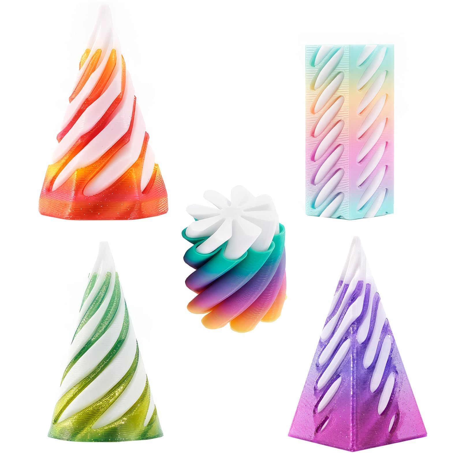 5 PCS Spiral Cone Fidget, Cone Fidget, Impossible Cone, Pyramid Suitable for Enthusiasts Pursue Tactile Stimulation and Enhance Sensory Response Abilities