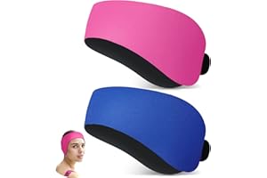 Lunmon 2 Pairs Swimming Headbands Adjustable Water Headbands for Adults Waterproof Safety Earplugs Swimming Earband Protectors for Pool, Surfing, Diving and Water Sports