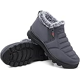 SHIBEVER Winter Boots for Women Snow: Women's Ankle Snow Boots Warm Casual Grey Size 9 Comfortable Cold Weather Work Booties