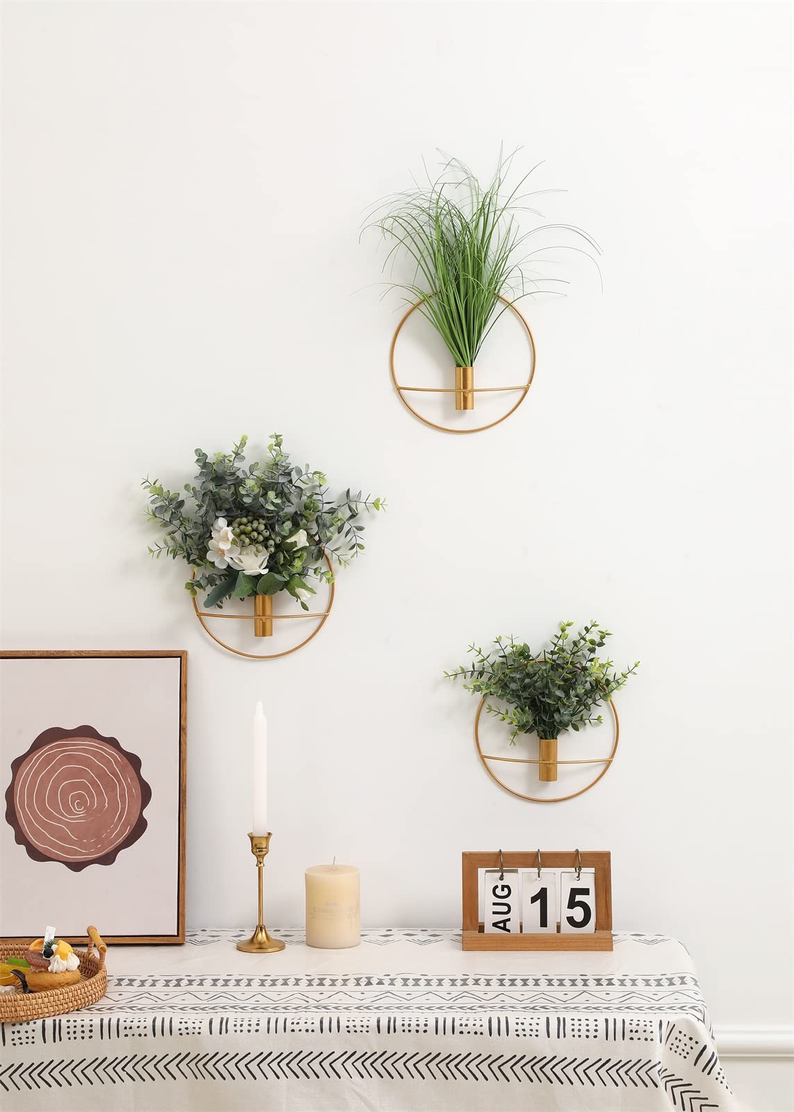 Pretty Jolly Wall Decor, Wall Metal vase Decoration Holder, Wall-Mounted Artificial Flowers, Golden Wall Decor Fake Onion 2 Pack, Wall Art Artificial Greenery, Farmhouse, Boho