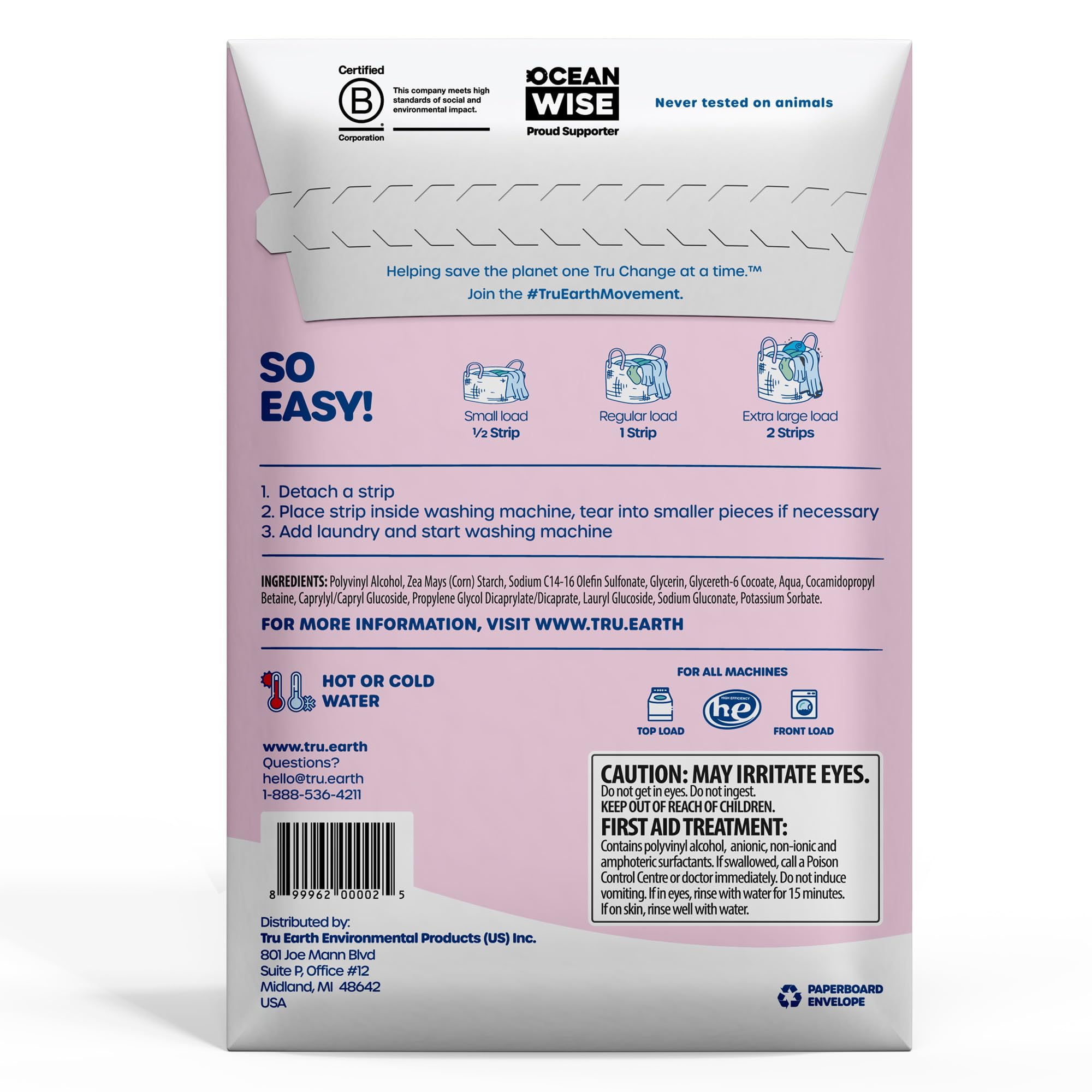 Tru Earth Hypoallergenic Baby Laundry Detergent Sheets/Eco-Strips for Sensitive Skin, 32 Count, Up to 64 Loads: Fragrance Free Detergent for Newborn, Infants, Toddlers, Children, Baby Clothes