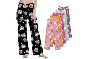 MAIWELL Custom Pajama Pants For Men Women With Photo Name Funny Face Pajama Bottoms Personalized Pjs Gift For Dad Mom Him Her
